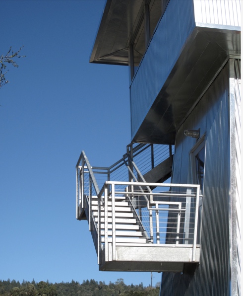 Floating galvanized staircase
