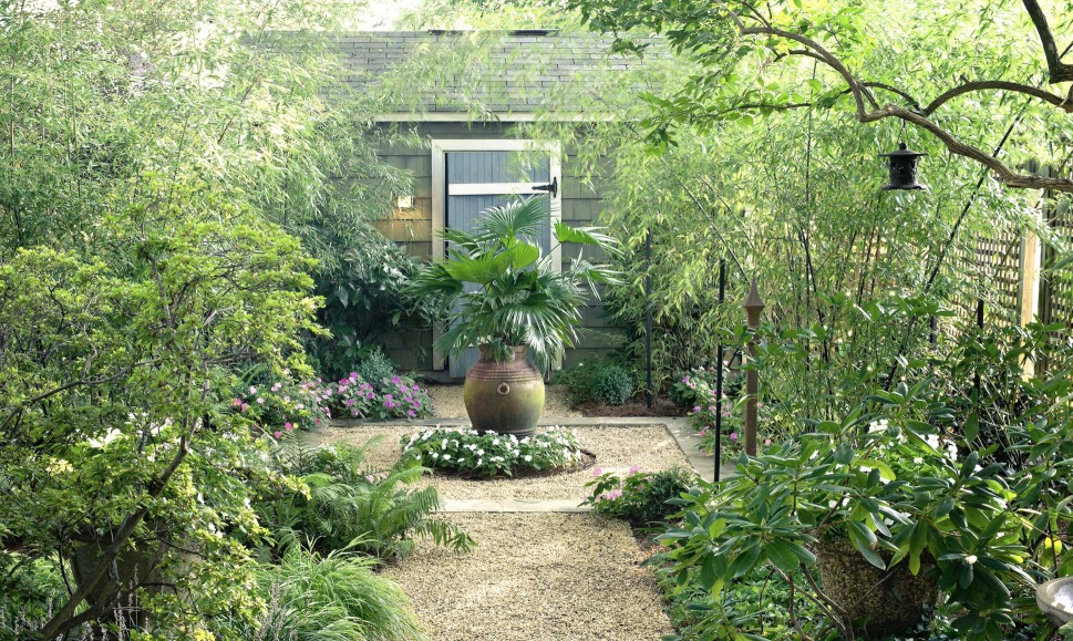 Garden focal point.  lush and private